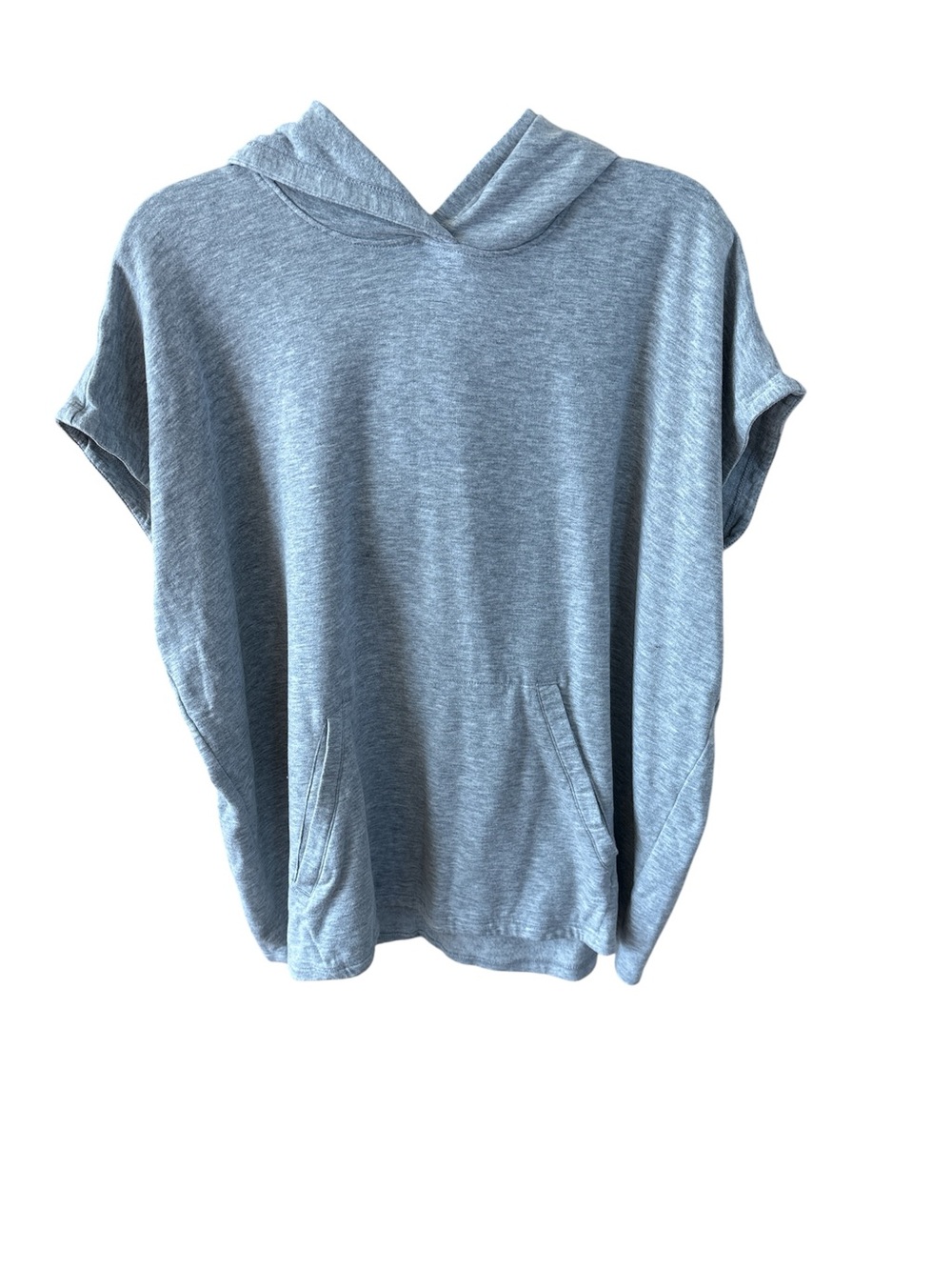 Eileen Fisher Light Heather Gray Short Sleeve Hooded Pullover
